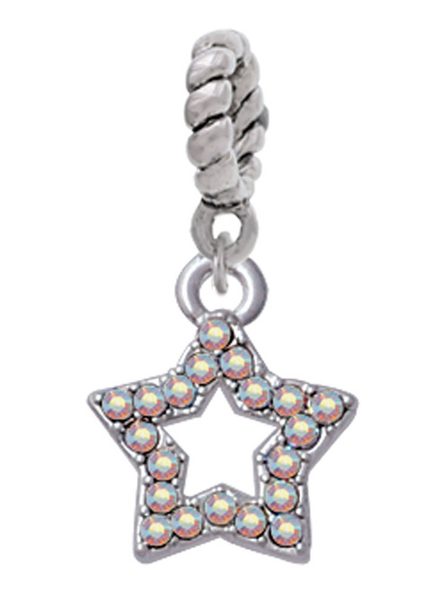 Open Star with Clear AB Crystals Rope Charm Bead Dangle