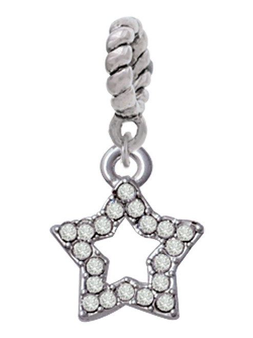 Open Star with Clear Crystals Rope Charm Bead Dangle