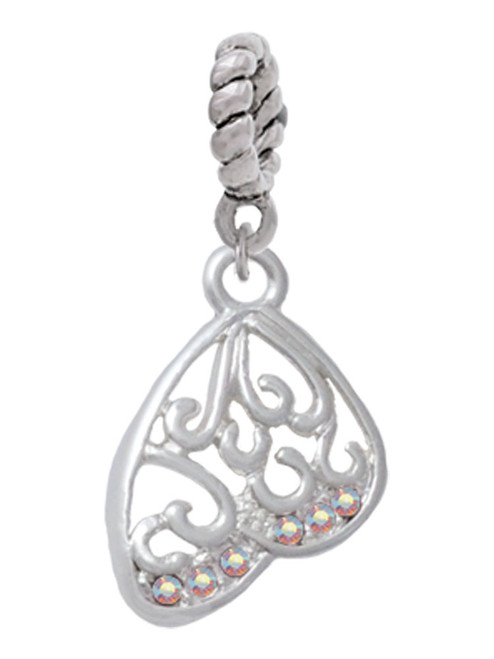 Open Clear AB Crystal Butterfly Wing Rope Charm Bead Dangle