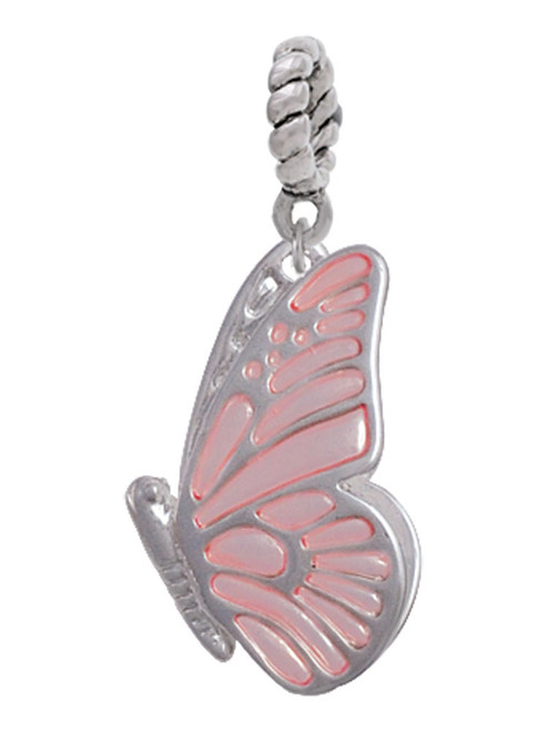 Large Translucent Pink Flying Butterfly Rope Charm Bead Dangle