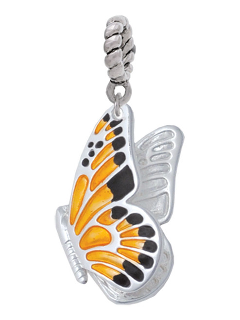 Large Orange & Black Flying Butterfly Rope Charm Bead Dangle