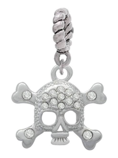 Skull with Clear Crystals Rope Charm Bead Dangle
