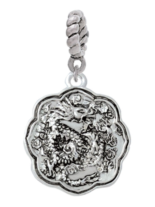 Dragon and Phoenix Medallion Rope Charm Bead Dangle