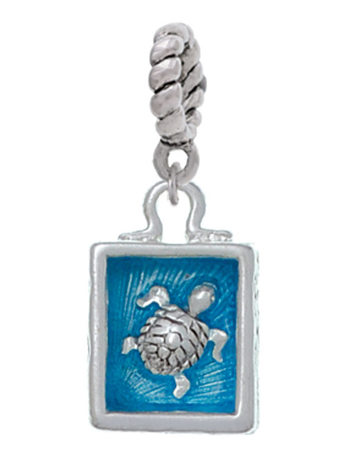 Sea Turtle in Shadow Box Rope Charm Bead Dangle