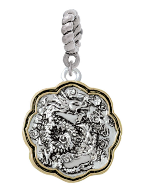 Dragon and Phoenix Two Tone Medallion Rope Charm Bead Dangle
