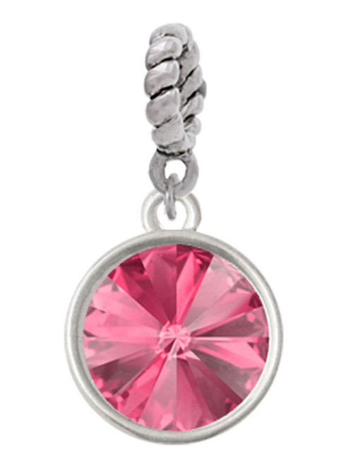 12mm Crystal Rivoli - Hot Pink Rope Charm Bead Dangle