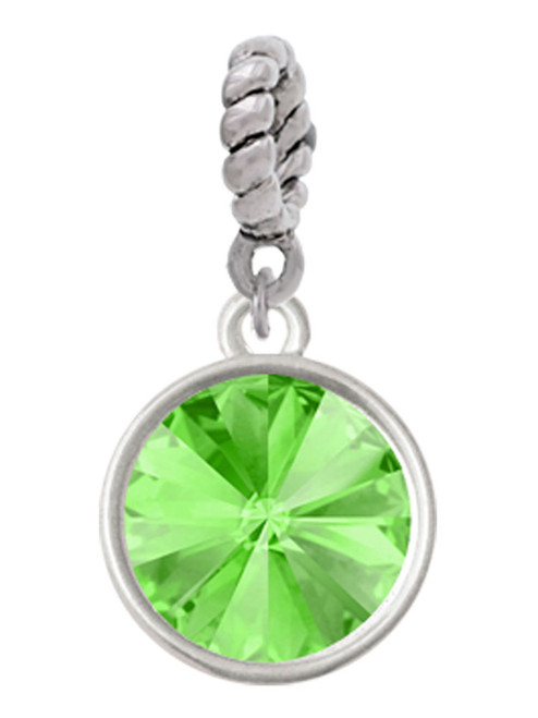 12mm Crystal Rivoli - Lime Green Rope Charm Bead Dangle