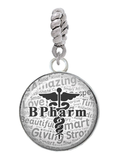 Domed Black B Pharm Rope Charm Bead Dangle