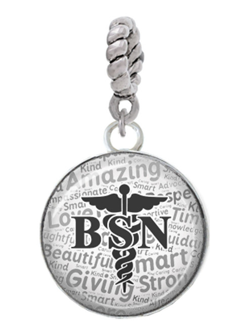 Domed Black BSN Rope Charm Bead Dangle