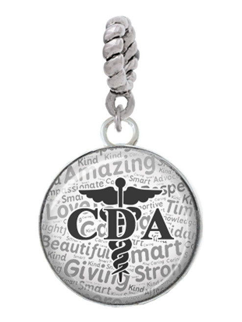 Domed Black CDA Rope Charm Bead Dangle