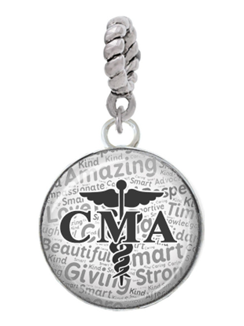 Domed Black CMA Rope Charm Bead Dangle