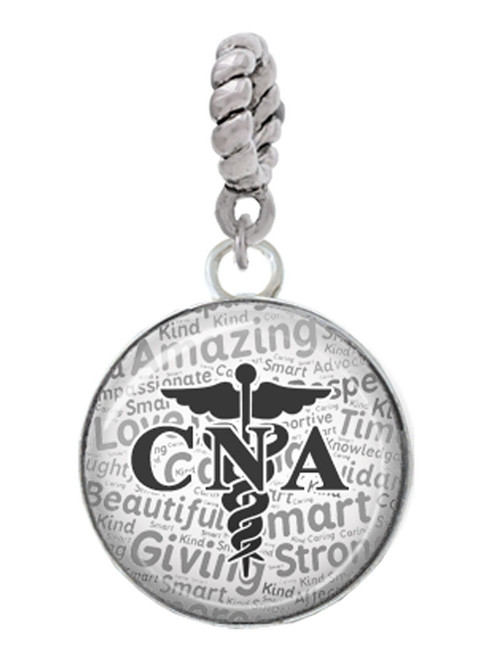 Domed Black CNA Rope Charm Bead Dangle