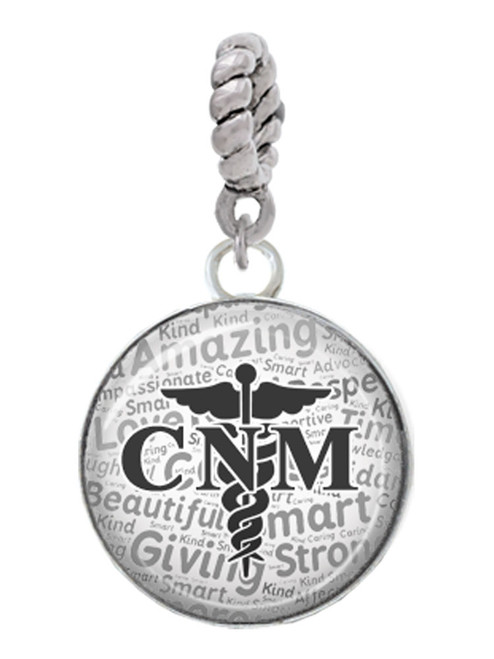 Domed Black CNM Rope Charm Bead Dangle