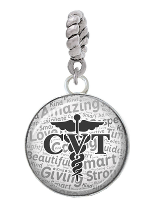 Domed Black CVT Rope Charm Bead Dangle