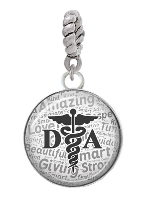 Domed Black DA Rope Charm Bead Dangle