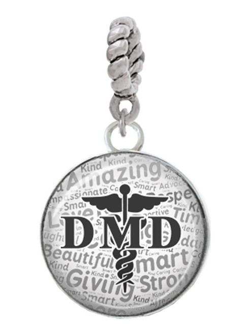 Domed Black DMD Rope Charm Bead Dangle