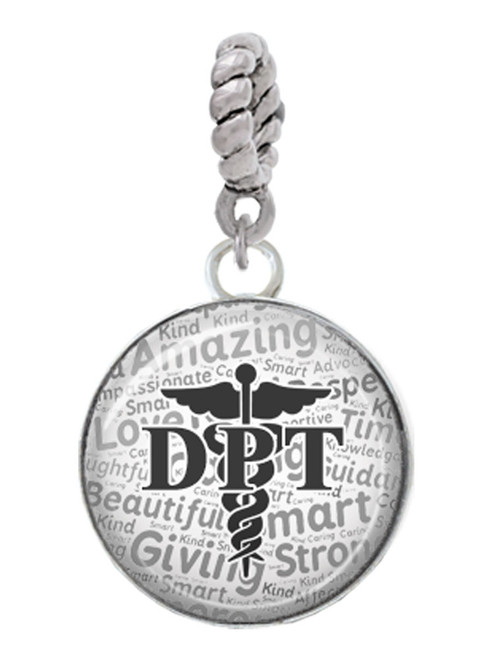 Domed Black DPT Rope Charm Bead Dangle