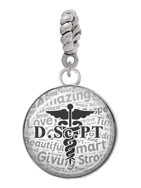 Domed Black DScPT Rope Charm Bead Dangle