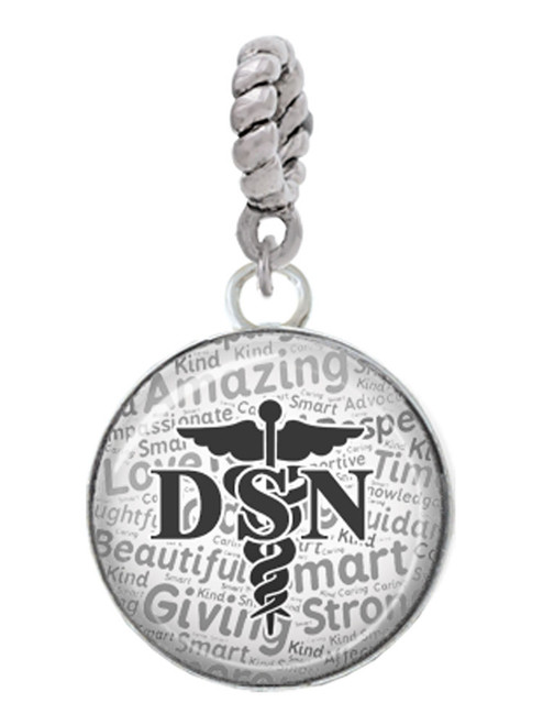 Domed Black DSN Rope Charm Bead Dangle