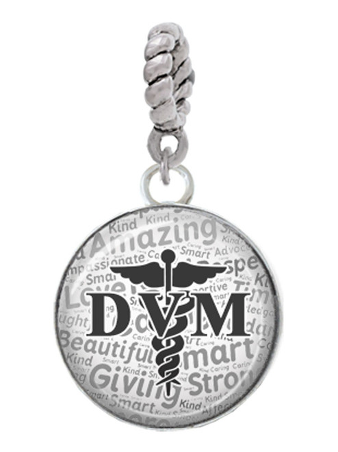 Domed Black DVM Rope Charm Bead Dangle