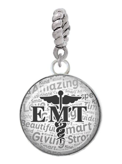 Domed Black EMT Rope Charm Bead Dangle