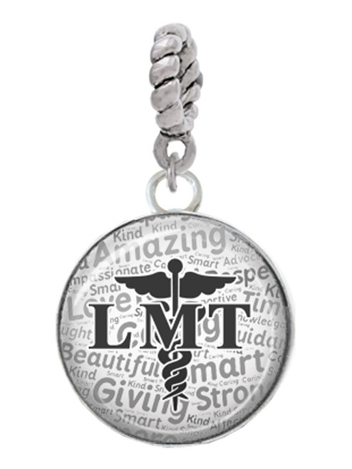 Domed Black LMT Rope Charm Bead Dangle