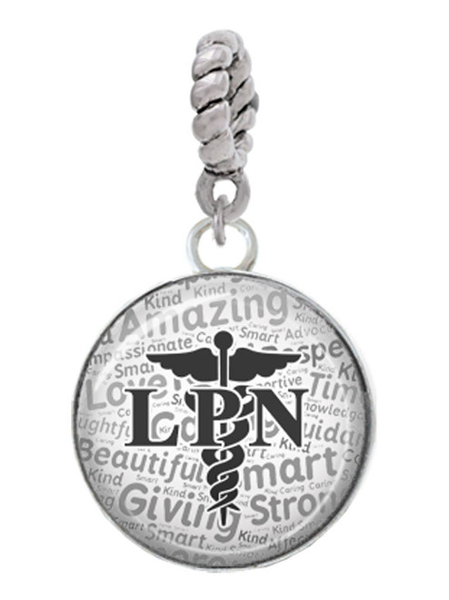 Domed Black LPN Rope Charm Bead Dangle