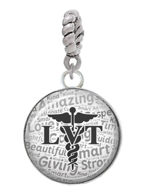 Domed Black LVT Rope Charm Bead Dangle