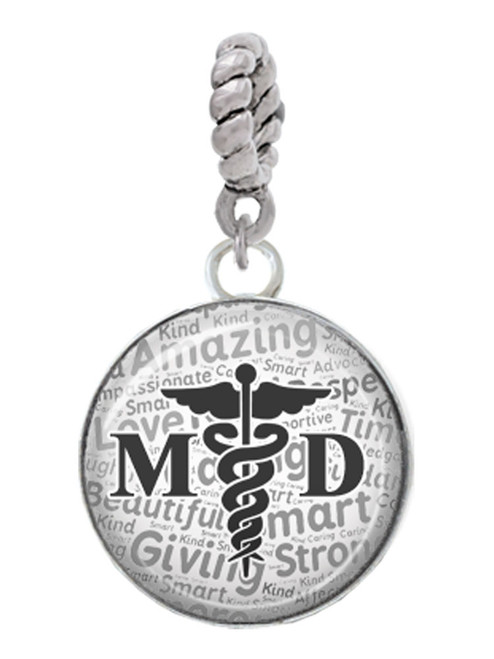 Domed Black MD Rope Charm Bead Dangle