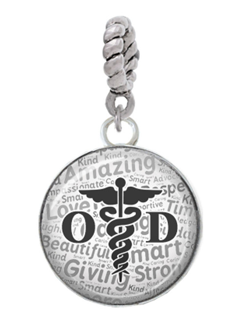 Domed Black OD Rope Charm Bead Dangle