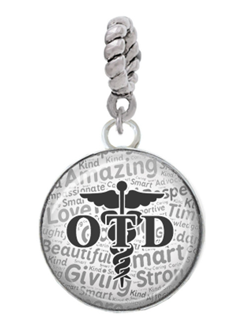 Domed Black OTD Rope Charm Bead Dangle