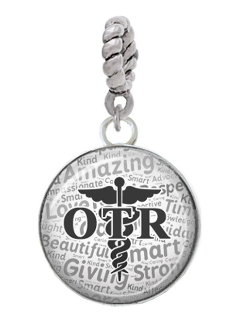 Domed Black OTR Rope Charm Bead Dangle