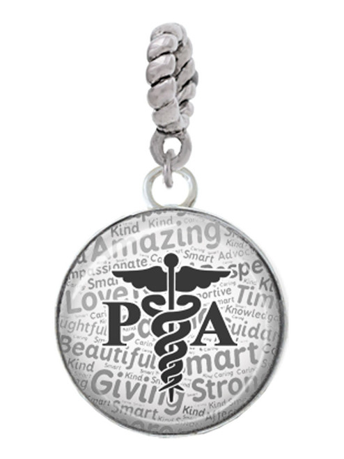 Domed Black PA Rope Charm Bead Dangle