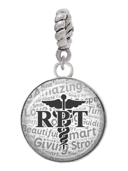 Domed Black RPT Rope Charm Bead Dangle