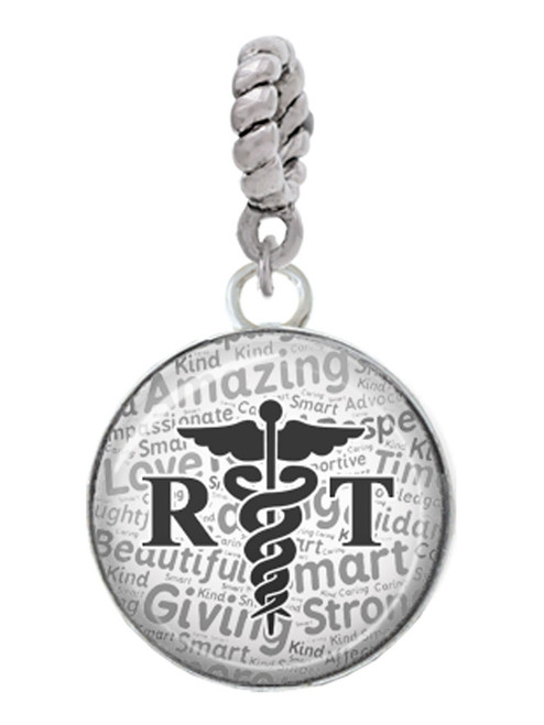 Domed Black RT Rope Charm Bead Dangle