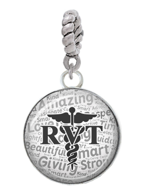 Domed Black RVT Rope Charm Bead Dangle