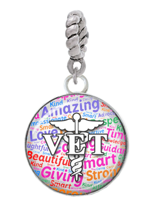 Domed Multi Color VET Rope Charm Bead Dangle
