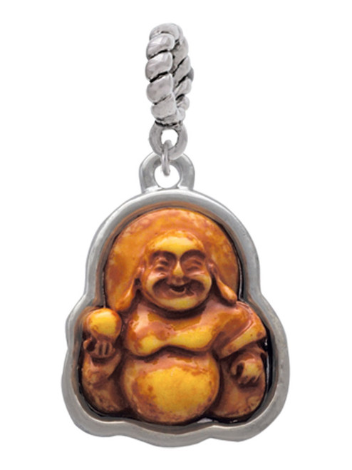 Resin Laughing Buddha in Frame Rope Charm Bead Dangle