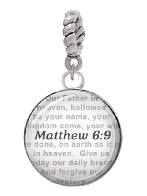 Domed Matthew 6:9 Rope Charm Bead Dangle