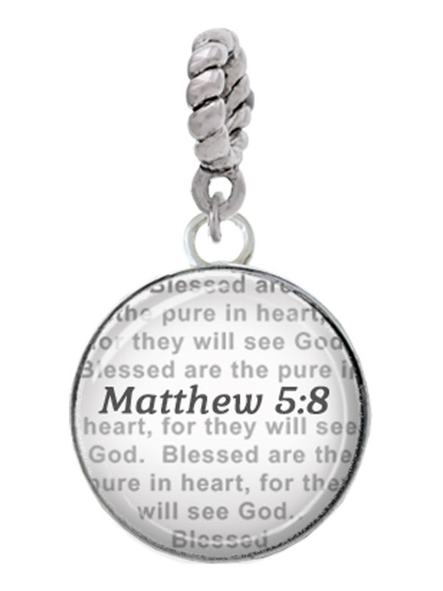 Domed Matthew 5:8 Rope Charm Bead Dangle