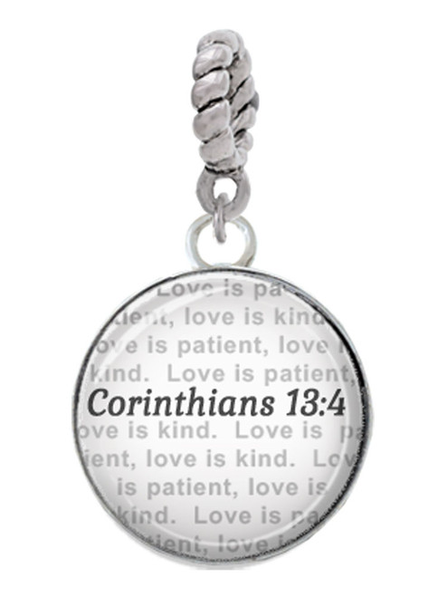 Domed Corinthians 13:4 Rope Charm Bead Dangle