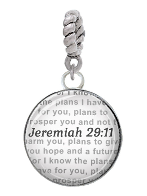 Domed Jeremiah 29:11 Rope Charm Bead Dangle