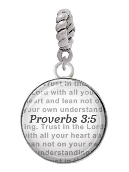 Domed Proverbs 3:5 Rope Charm Bead Dangle