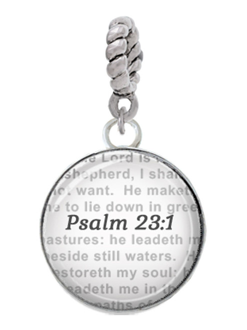Domed Psalm 23:1 Rope Charm Bead Dangle