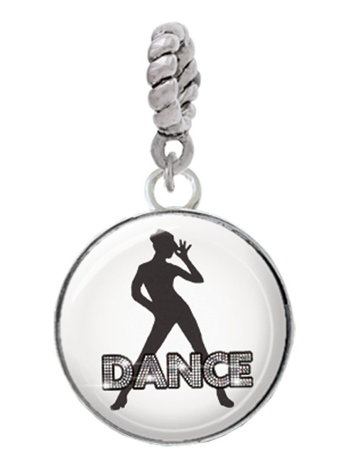 Domed Jazz Girl with Hat Rope Charm Bead Dangle