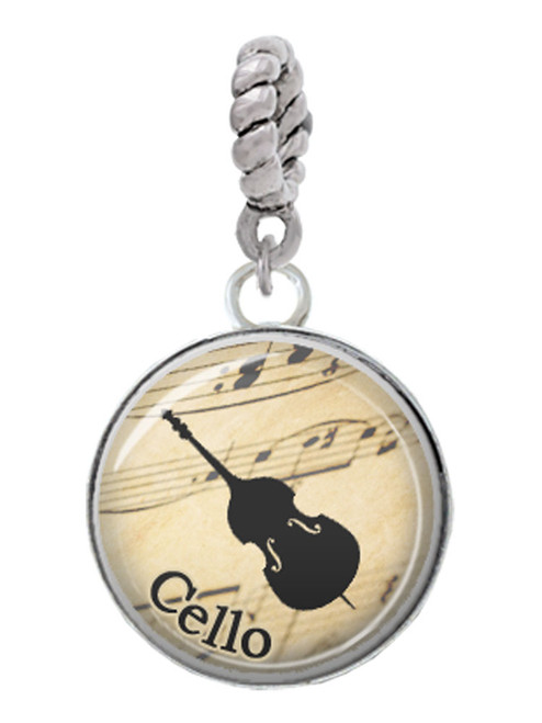 Domed Music - Cello Rope Charm Bead Dangle