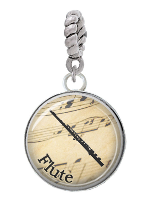 Domed Music - Flute Rope Charm Bead Dangle