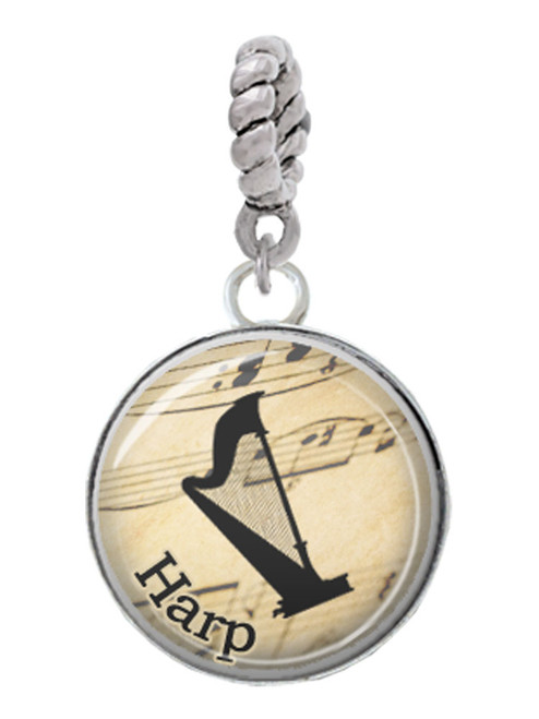 Domed Music - Harp Rope Charm Bead Dangle