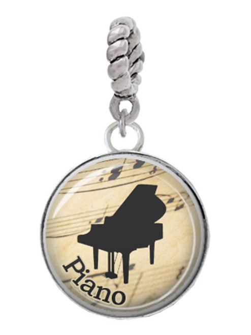 Domed Music - Piano Rope Charm Bead Dangle