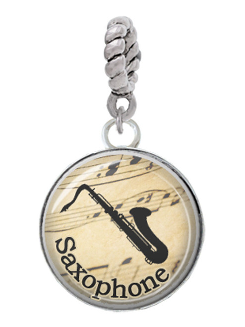 Domed Music - Saxophone Rope Charm Bead Dangle